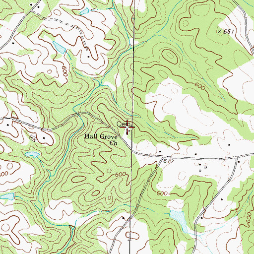 Topographic Map of Hall Grove Cemetery, GA