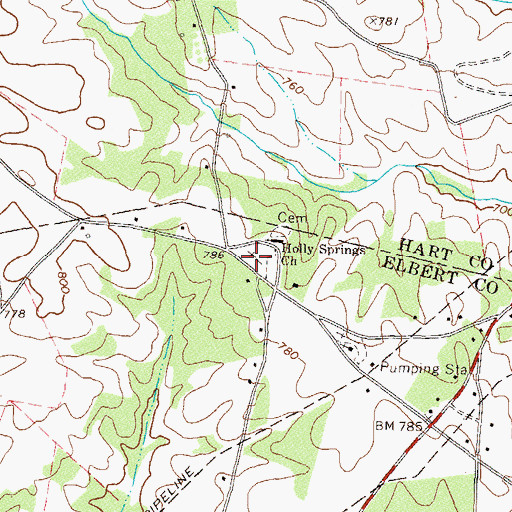 Topographic Map of Holly Springs Cemetery, GA