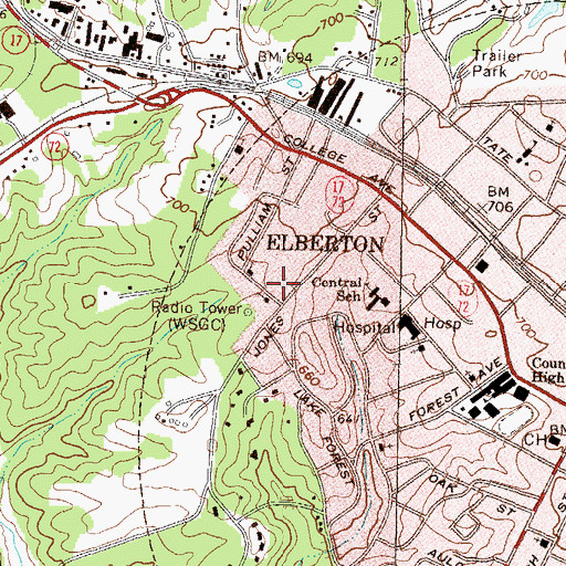 Topographic Map of Jones Street School (historical), GA