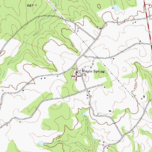 Topographic Map of Maple Spring Cemetery, GA
