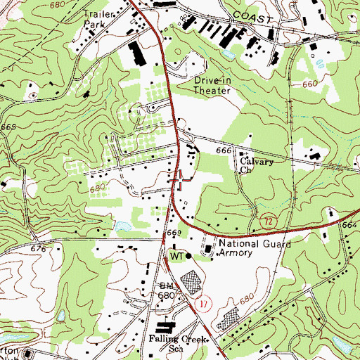 Topographic Map of Market Square Shopping Center, GA