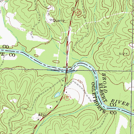Topographic Map of Mattox Bridge, GA