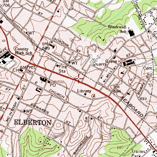 Topographic Map of Mount Calvary Church (historical), GA