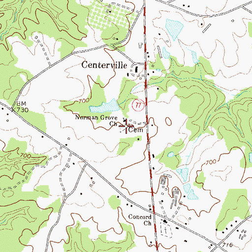 Topographic Map of Norman Grove Cemetery, GA