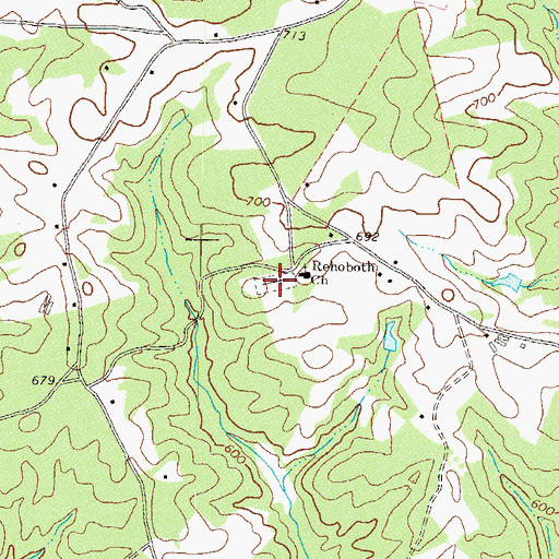 Topographic Map of Rehoboth Cemetery, GA