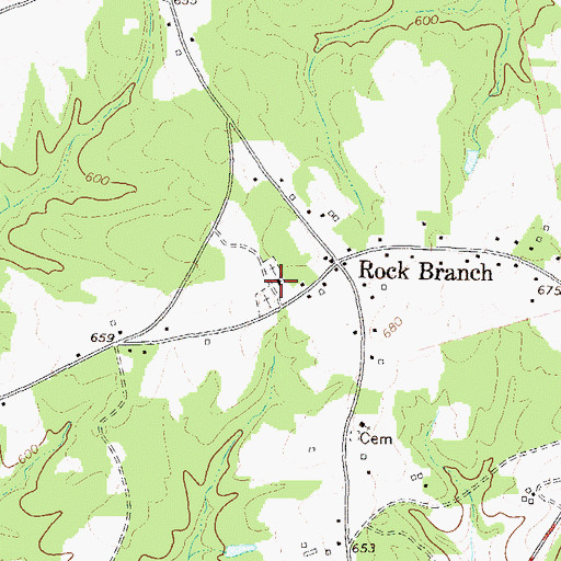 Topographic Map of Rock Branch Baptist Church, GA