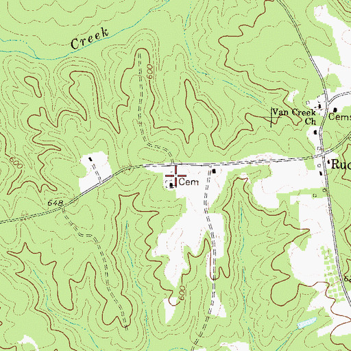 Topographic Map of Ruckersville Cemetery, GA