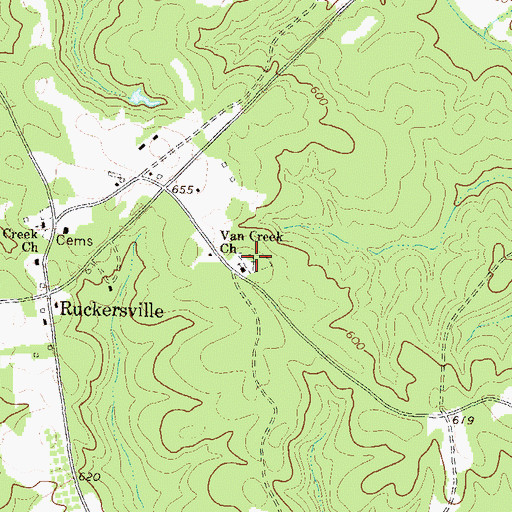 Topographic Map of Vans Creek Cemetery, GA