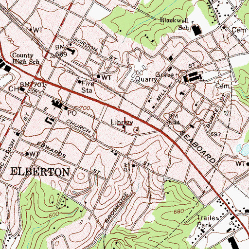 Topographic Map of War Women Library, GA
