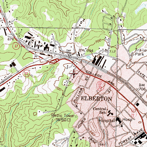 Topographic Map of West End Church, GA
