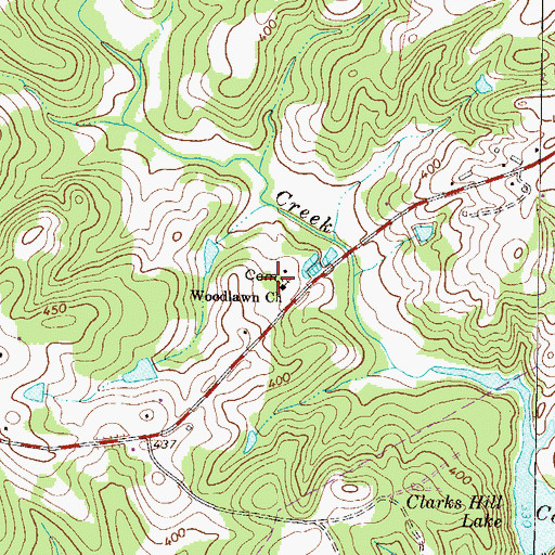 Topographic Map of Woodlawn Methodist Cemetery, GA