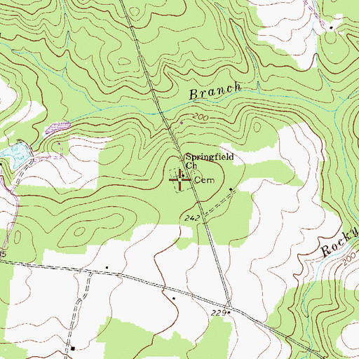 Topographic Map of Alexander Cemetery, GA