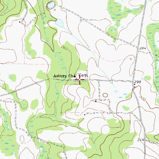Topographic Map of Asbury (historical), GA