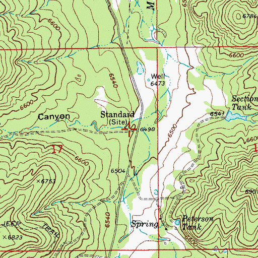 Topographic Map of Standard, AZ