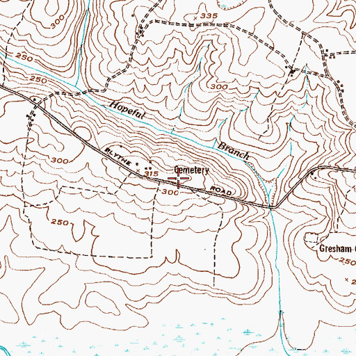 Topographic Map of Bines Slave Cemetery, GA
