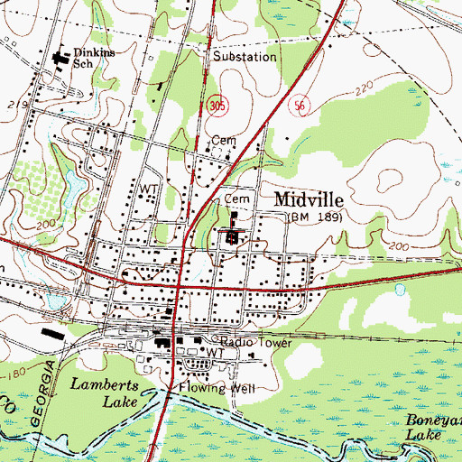 Topographic Map of Burke County High School, GA
