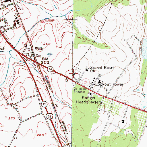 Topographic Map of Burke Memorial Gardens, GA