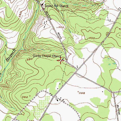 Topographic Map of Clarks Chapel Cemetery, GA