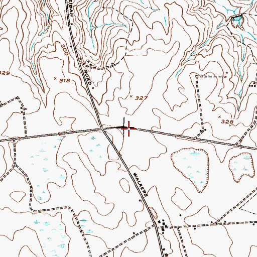 Topographic Map of Crossroads Church, GA