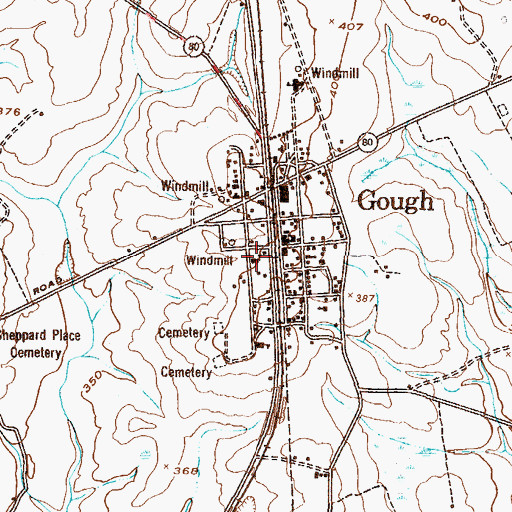 Topographic Map of First Baptist Church, GA