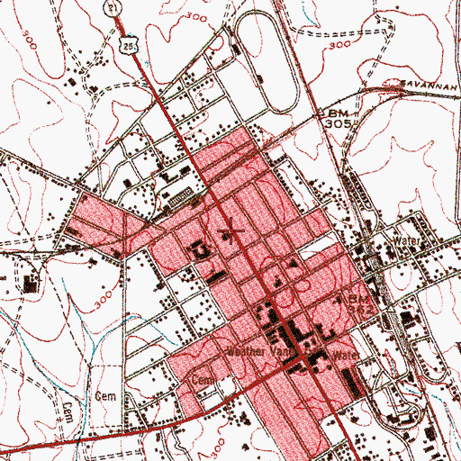 Topographic Map of First Baptist Church, GA
