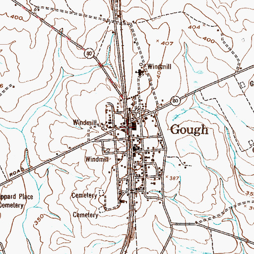 Topographic Map of Gough Post Office, GA