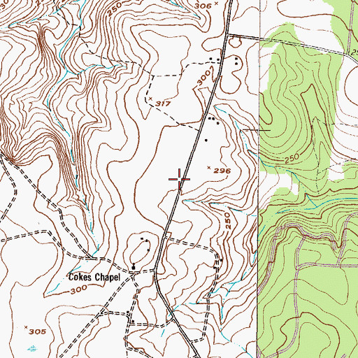 Topographic Map of Green Cemetery, GA