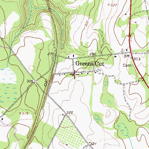Topographic Map of Greens Cut Church, GA