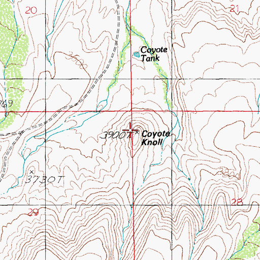 Topographic Map of Coyote Knoll, AZ