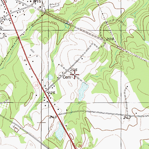 Topographic Map of Jenkins Cemetery, GA