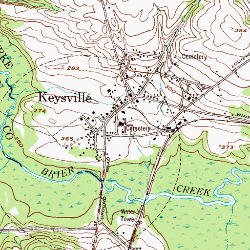 Topographic Map of Keysville Cemetery, GA