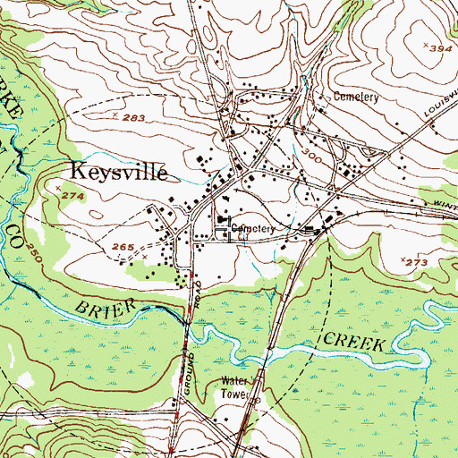 Topographic Map of Keysville Evangelistic Church, GA