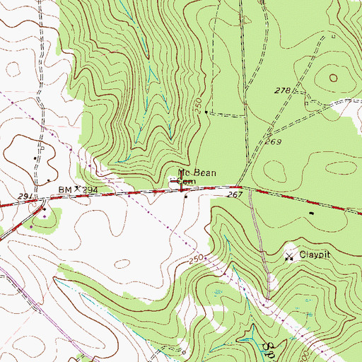 Topographic Map of McBean Church (historical), GA