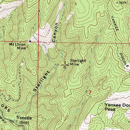 Topographic Map of Starlight Mine, AZ
