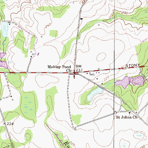 Topographic Map of Mobley Pond School (historical), GA