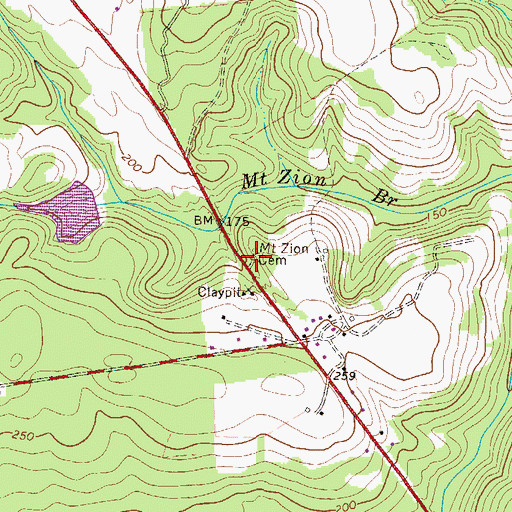 Topographic Map of Mount Zion Methodist Church (historical), GA