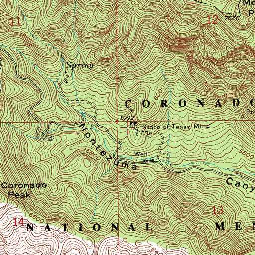 Topographic Map of State of Texas Mine, AZ