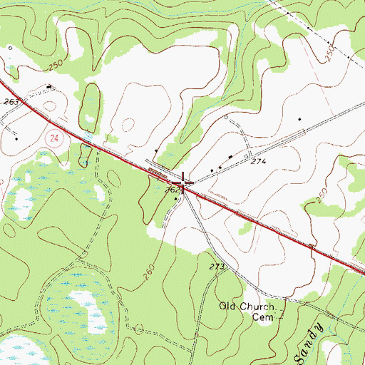 Topographic Map of Old Church, GA