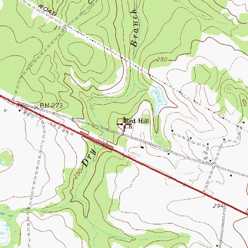 Topographic Map of Red Hill School (historical), GA