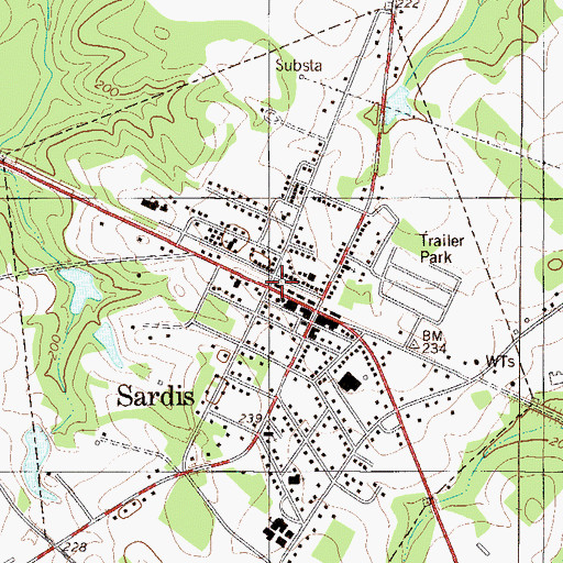 Topographic Map of Sardis Branch Library, GA