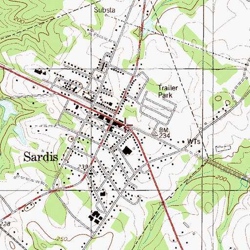 Topographic Map of Sardis Town Hall, GA