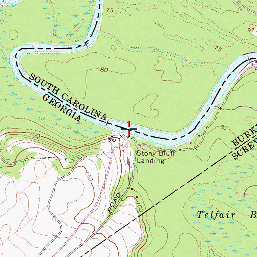 Topographic Map of Stoney Bluff Ferry (historical), GA