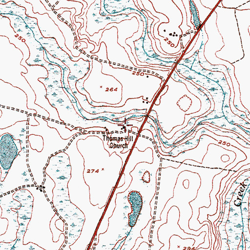 Topographic Map of Thomas School (historical), GA