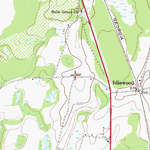 Topographic Map of Thomas Station, GA