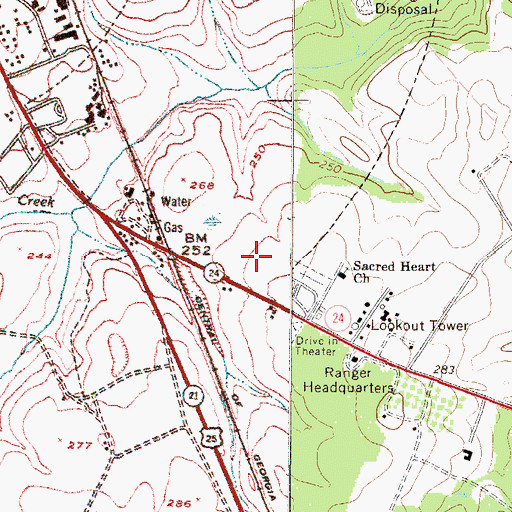 Topographic Map of Waynesboro Plaza Shopping Center, GA