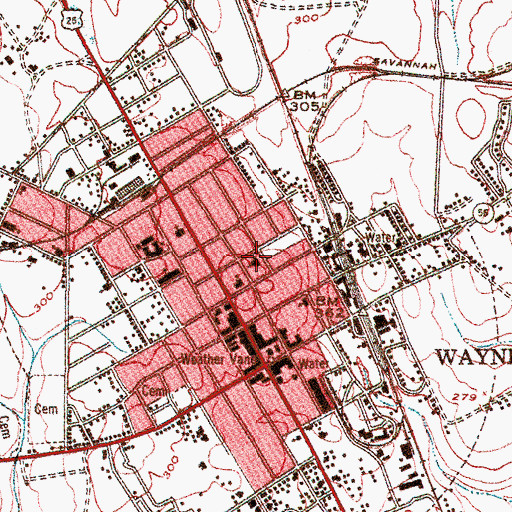 Topographic Map of Waynesboro Presbyterian Church, GA