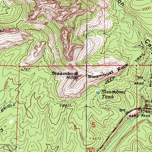 Topographic Map of Steamboat Rock, AZ