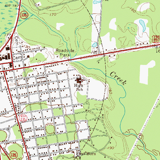 Topographic Map of Lanier County High School, GA