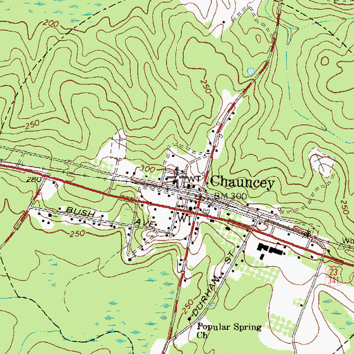 Topographic Map of Chauncey Baptist Church, GA