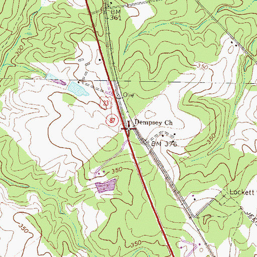 Topographic Map of Dempsey, GA
